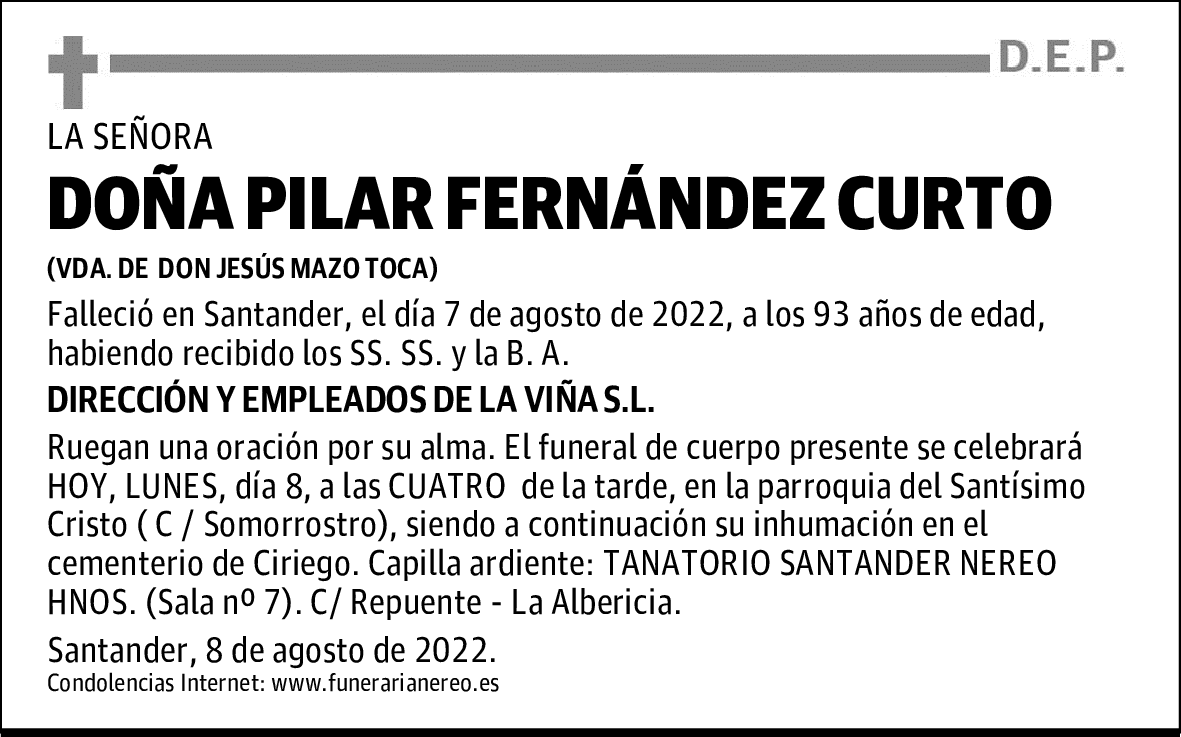 DOÑA PILAR FERNÁNDEZ CURTO