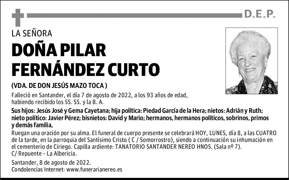 DOÑA PILAR FERNÁNDEZ CURTO