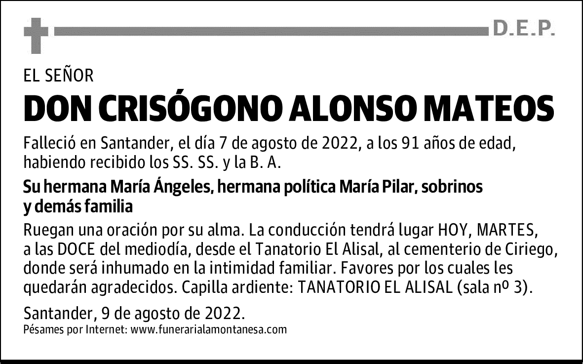 DON CRISÓGONO ALONSO MATEOS