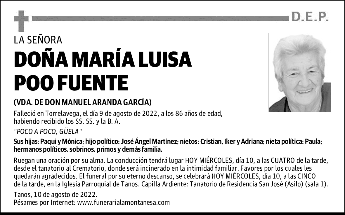 DOÑA MARÍA LUISA POO FUENTE