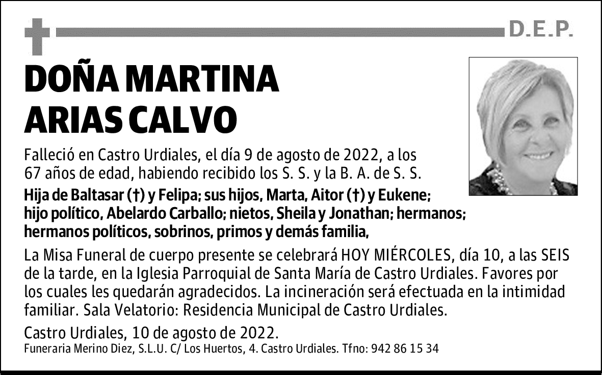 DOÑA MARTINA ARIAS CALVO