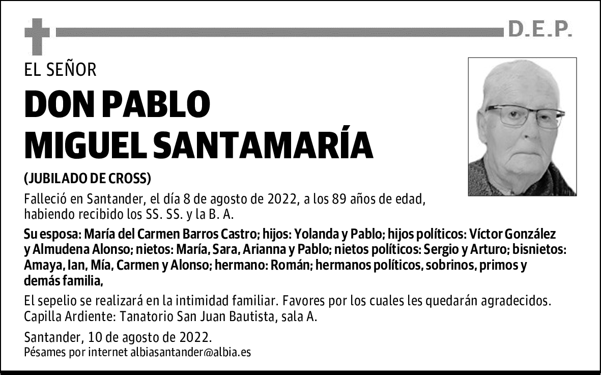 DON PABLO MIGUEL SANTAMARÍA
