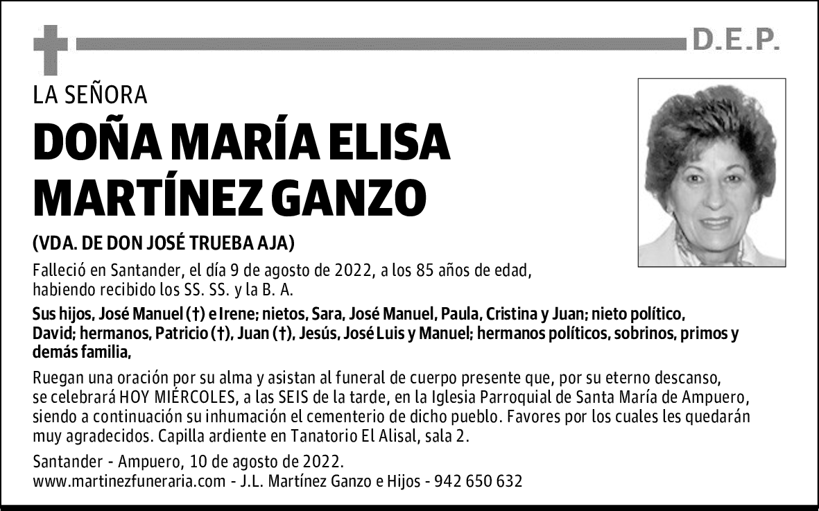 DOÑA MARÍA ELISA MARTÍNEZ GANZO