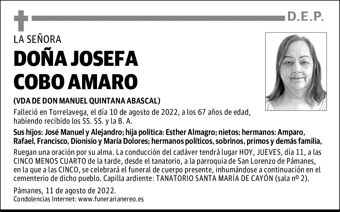 DOÑA JOSEFA COBO AMARO