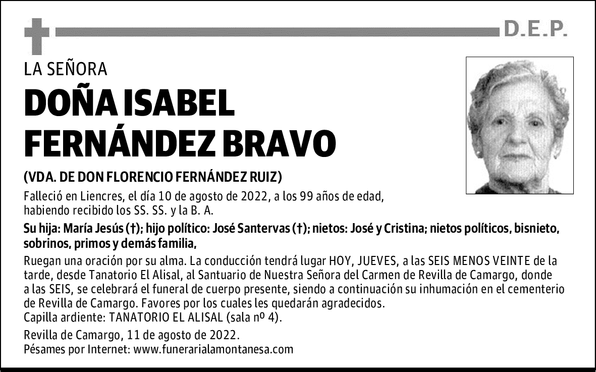 DOÑA ISABEL FERNÁNDEZ BRAVO