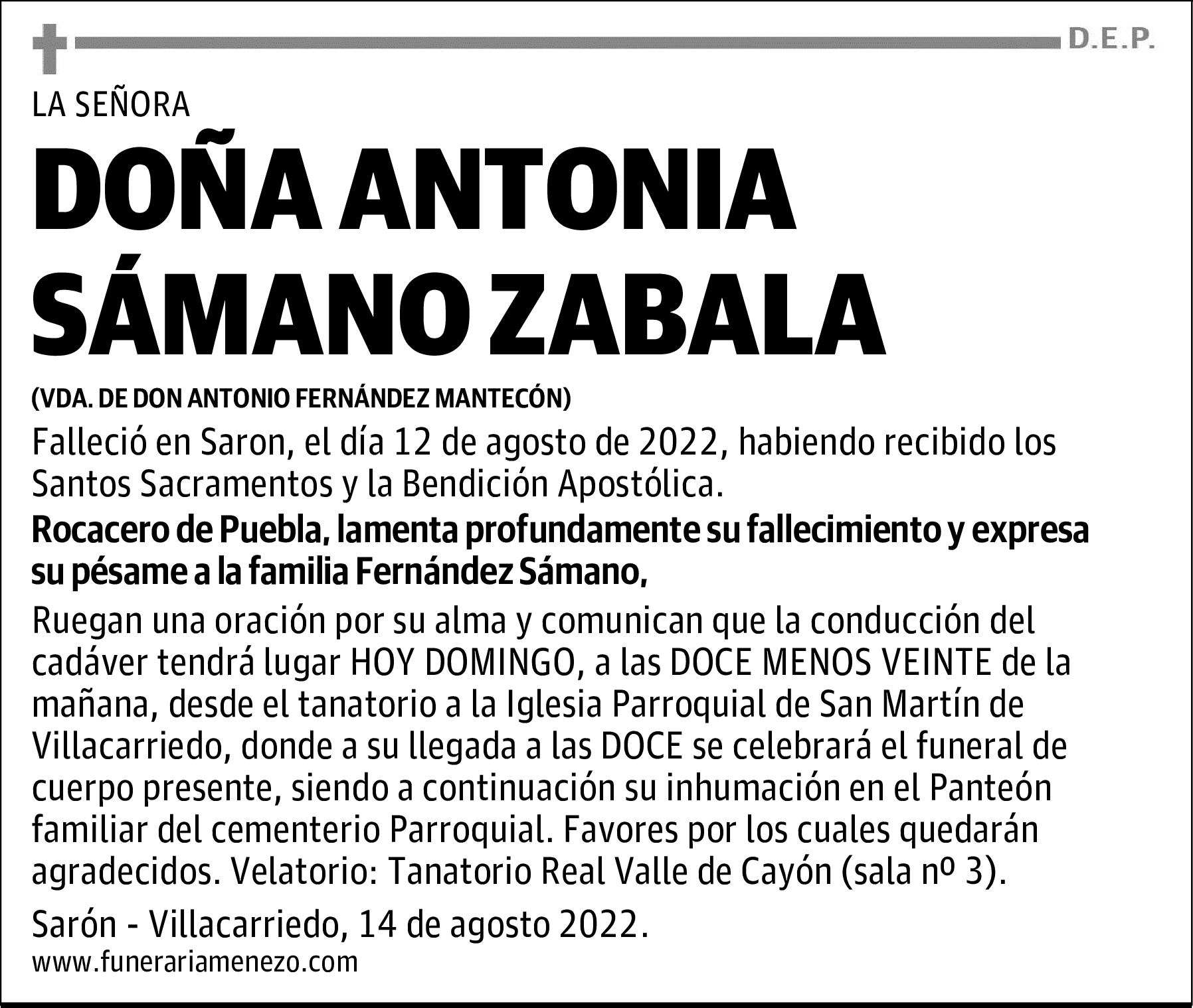 DOÑA ANTONIA SÁMANO ZABALA
