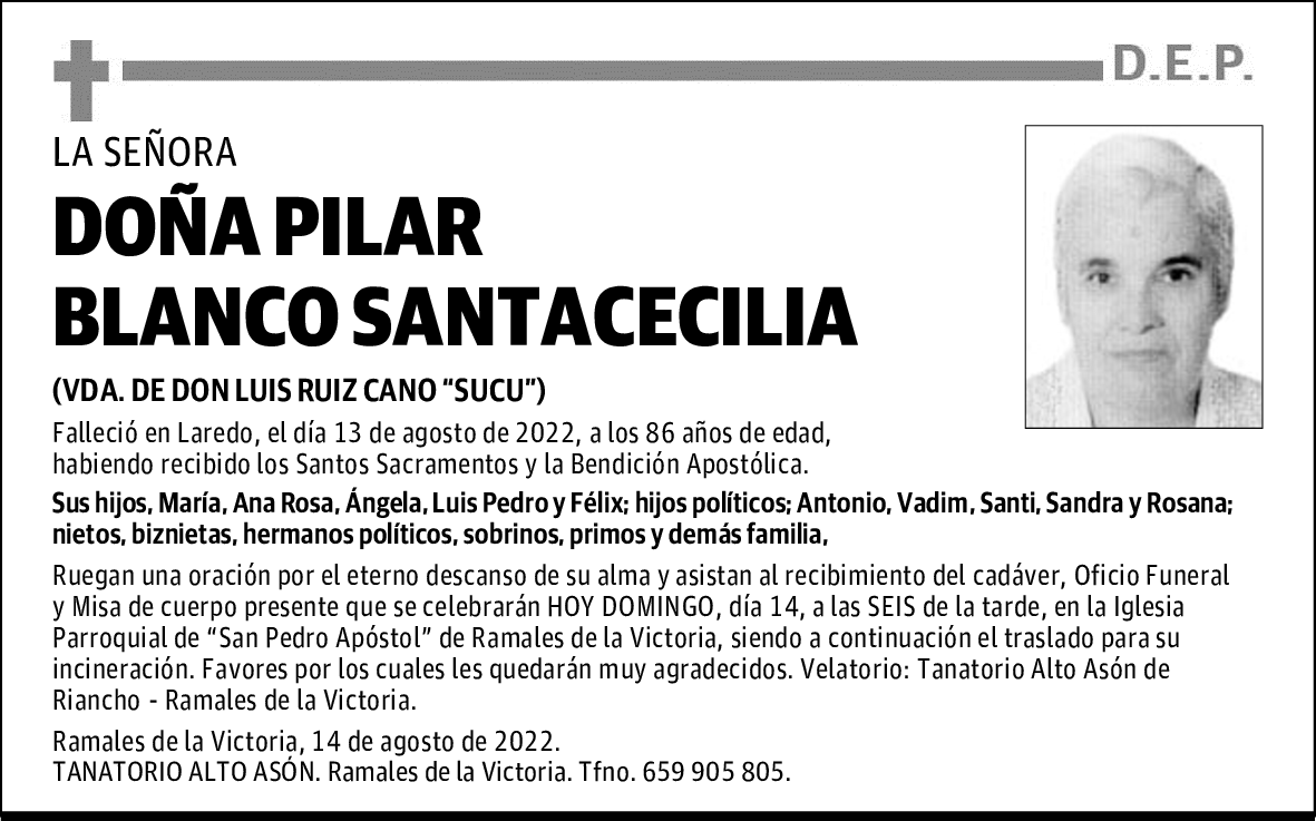 DOÑA PILAR BLANCO SANTACECILIA
