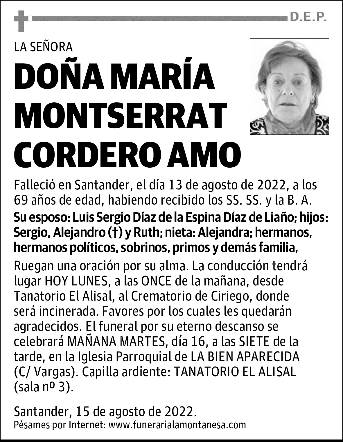 DOÑA MARÍA MONTSERRAT CORDERO AMO