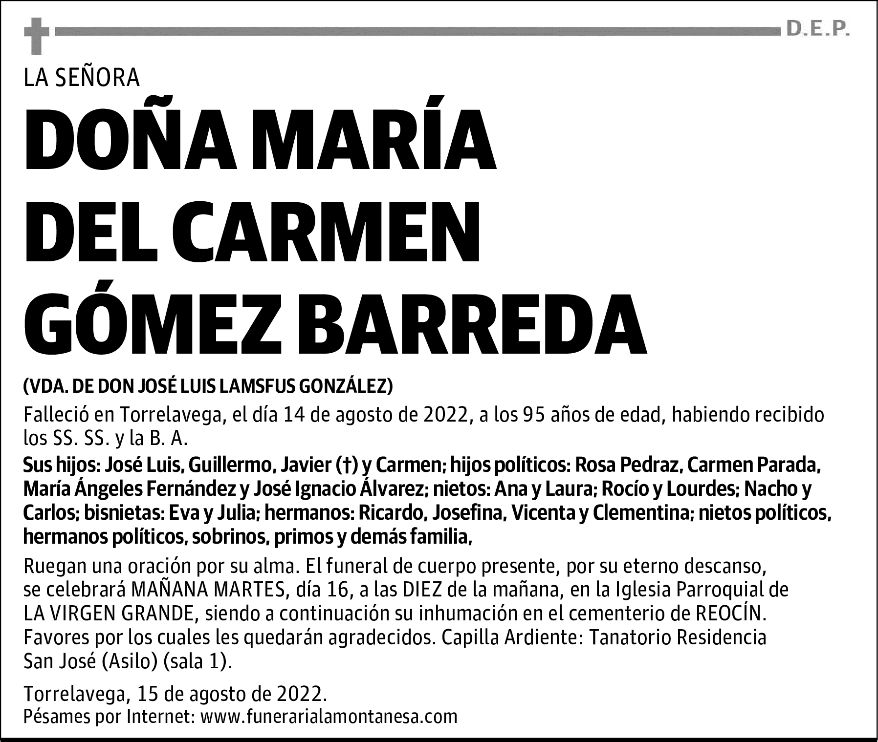 DOÑA MARÍA DEL CARMEN GÓMEZ BARREDA