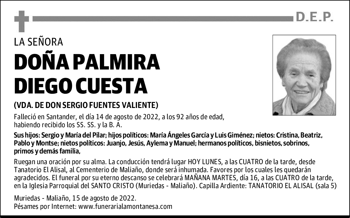 DOÑA PALMIRA DIEGO CUESTA