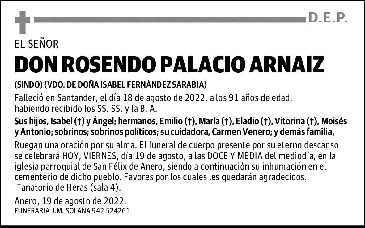 DON ROSENDO PALACIO ARNAIZ