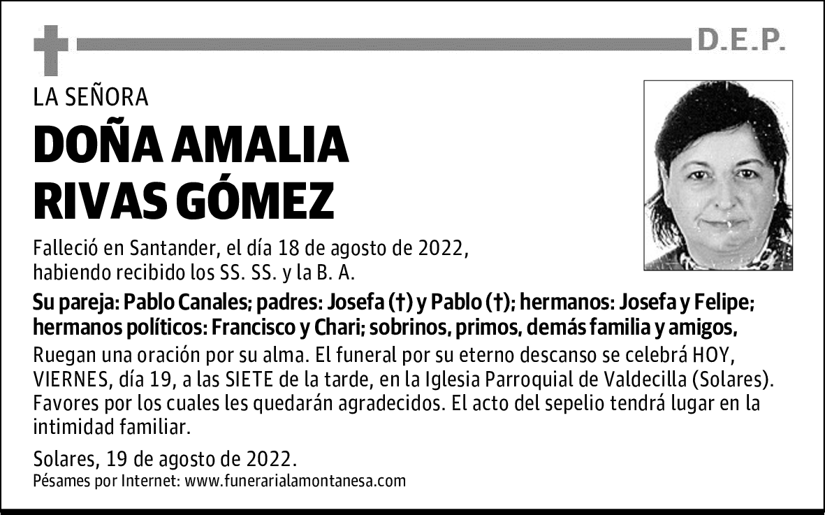 DOÑA AMALIA RIVAS GÓMEZ