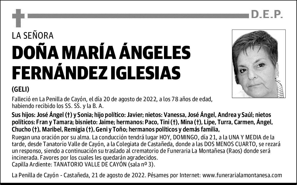 DOÑA MARÍA ÁNGELES FERNÁNDEZ IGLESIAS