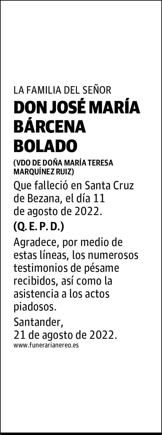 DON JOSÉ MARÍA BÁRCENA BOLADO