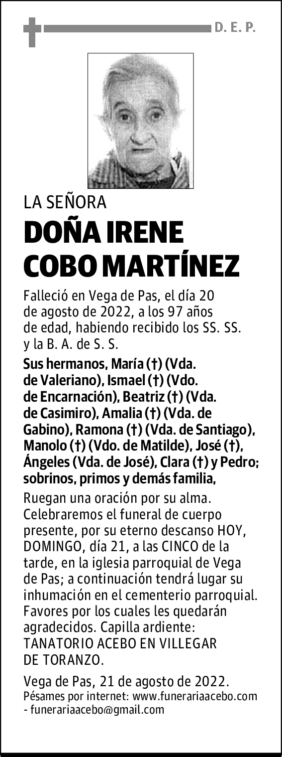DOÑA IRENE COBO MARTÍNEZ