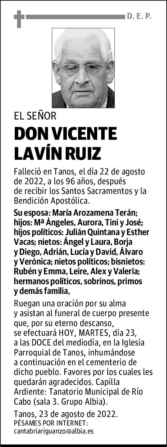 DON VICENTE LAVIN RUIZ
