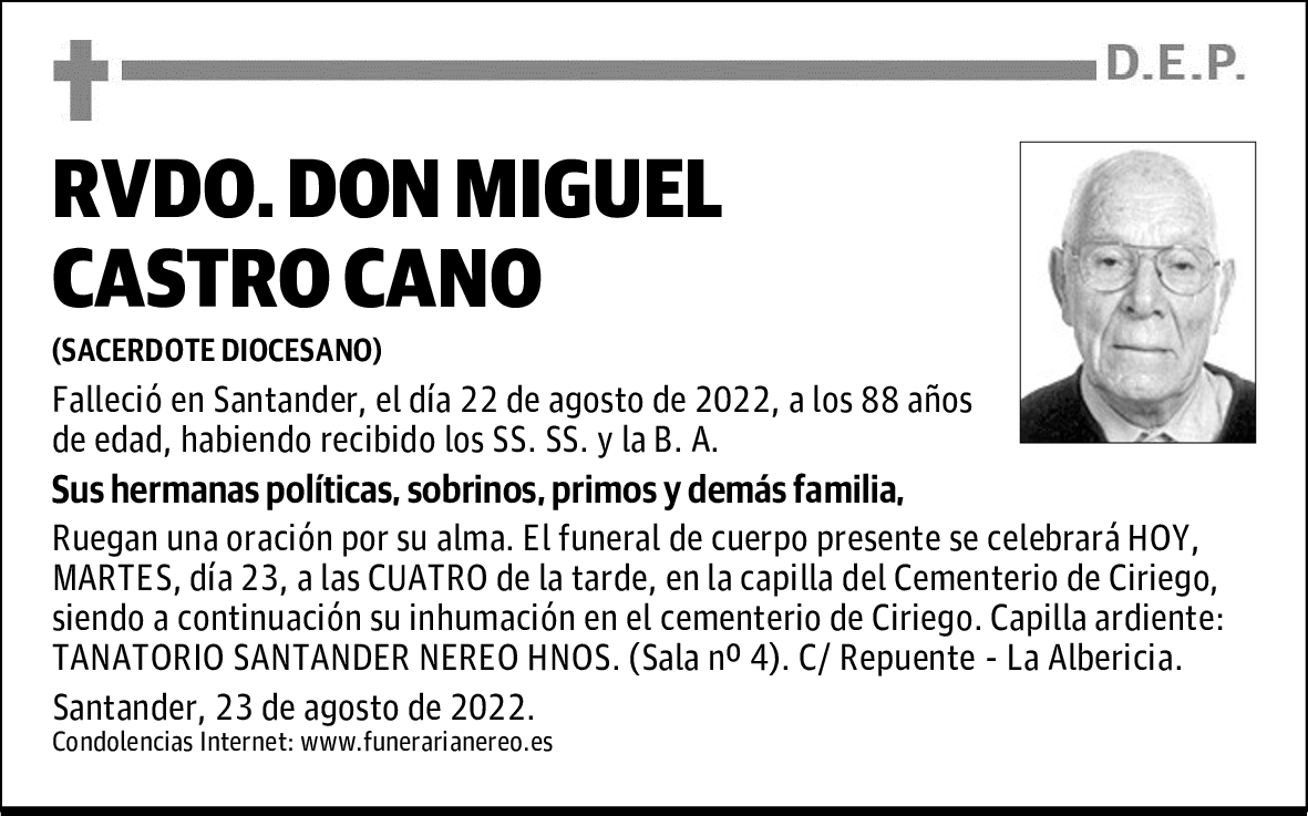 RVDO. DON MIGUEL CASTRO CANO