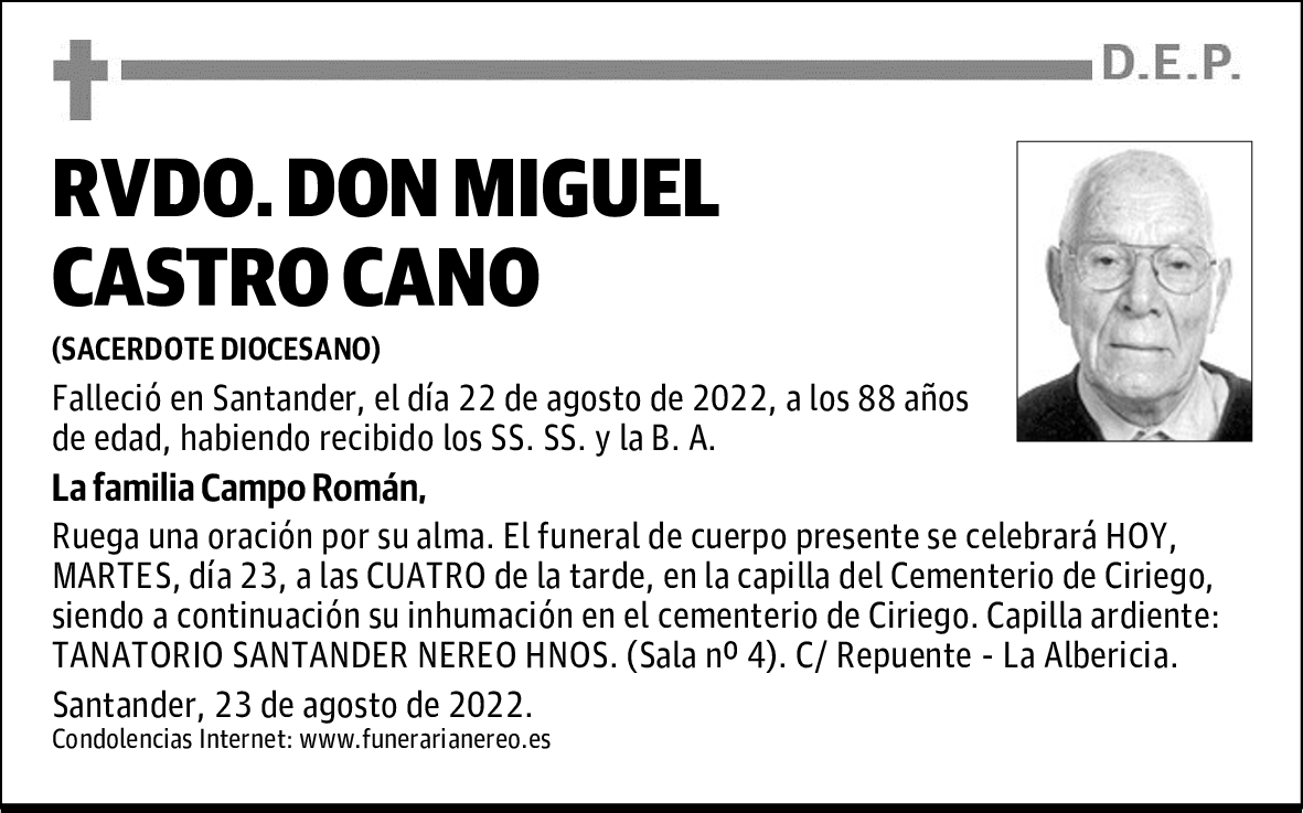 RVDO. DON MIGUEL CASTRO CANO