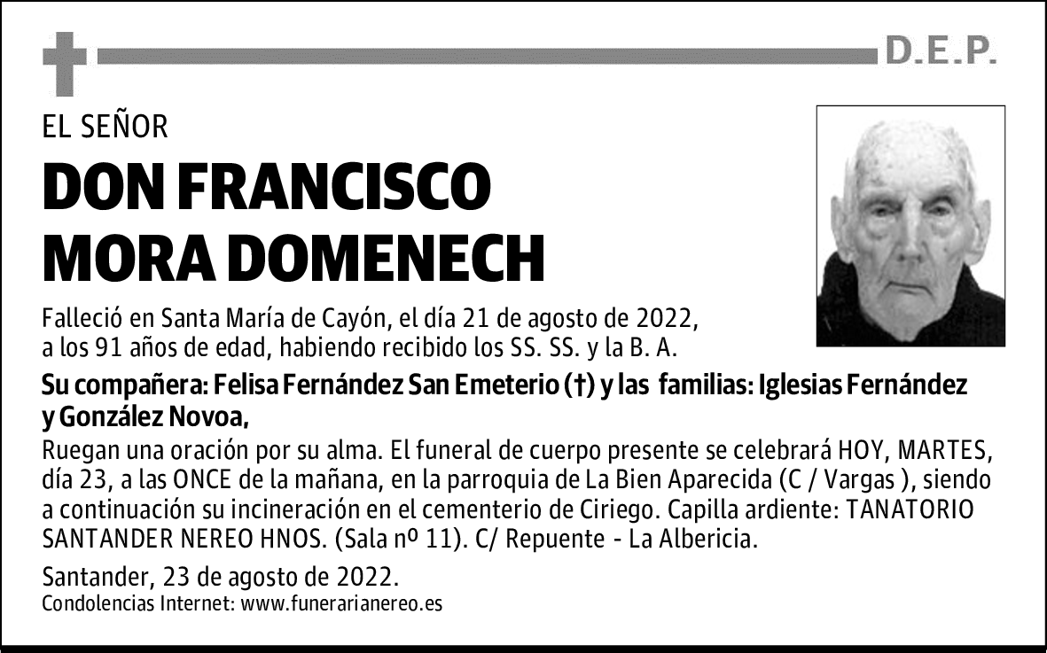 DON  FRANCISCO MORA DOMENECH