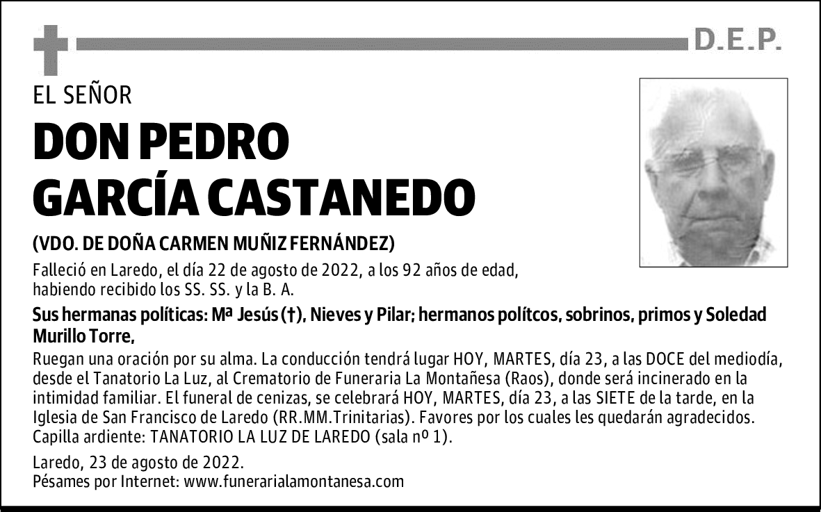 DON PEDRO GARCÍA CASTANEDO