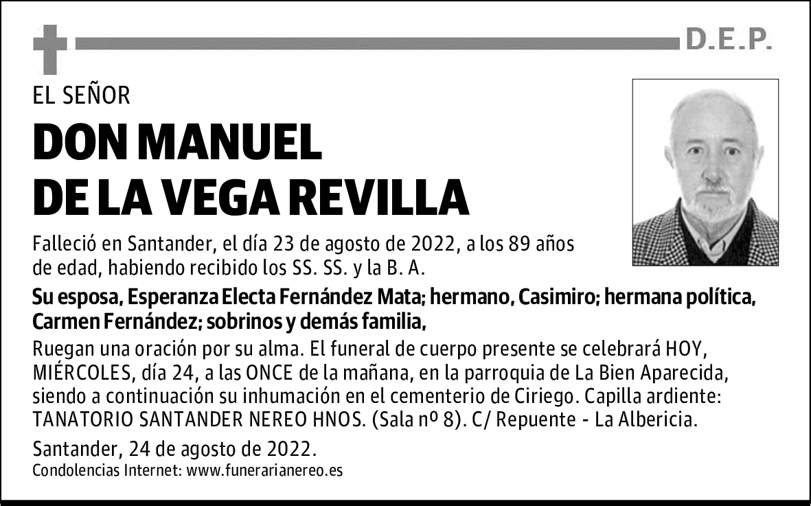 DON MANUEL DE LA VEGA REVILLA