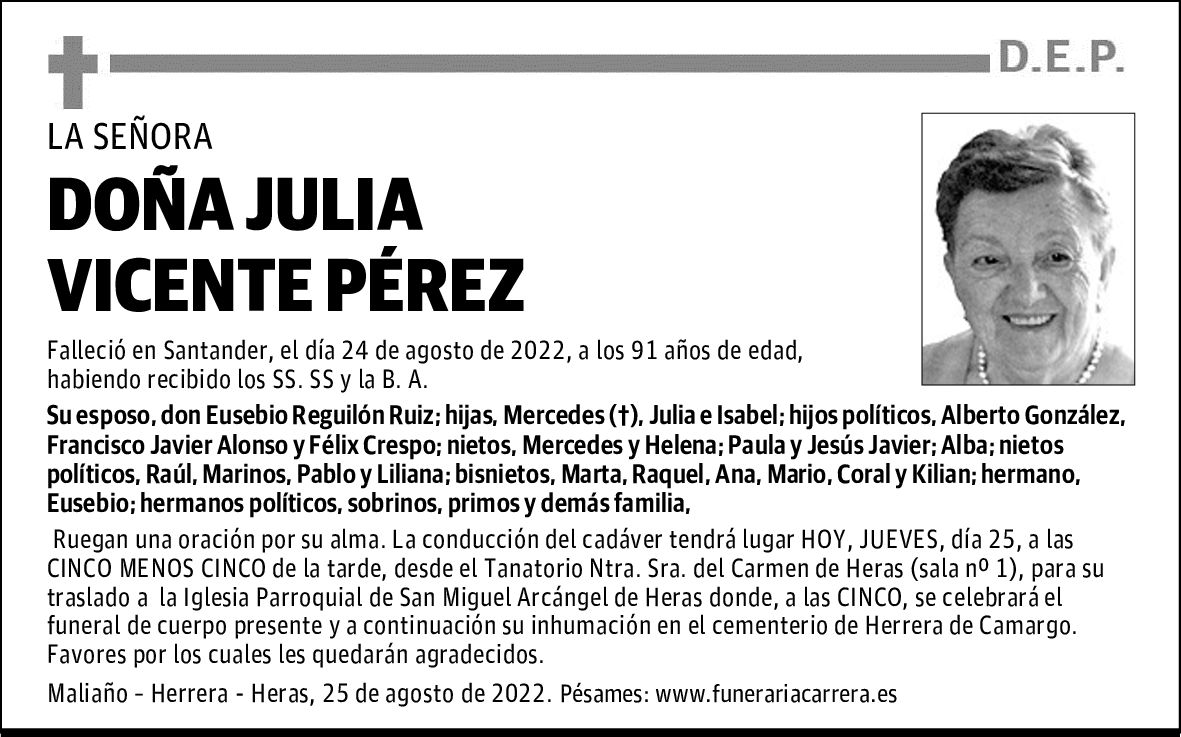 DOÑA JULIA VICENTE PÉREZ