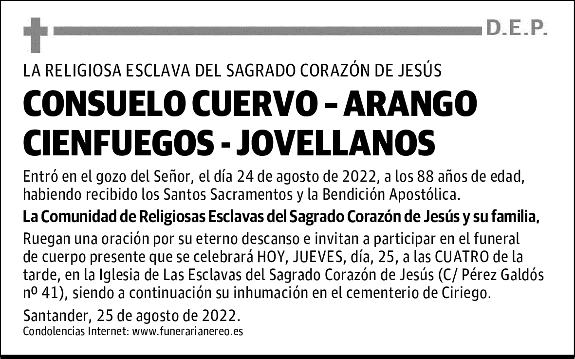 CONSUELO CUERVO – ARANGO CIENFUEGOS - JOVELLANOS