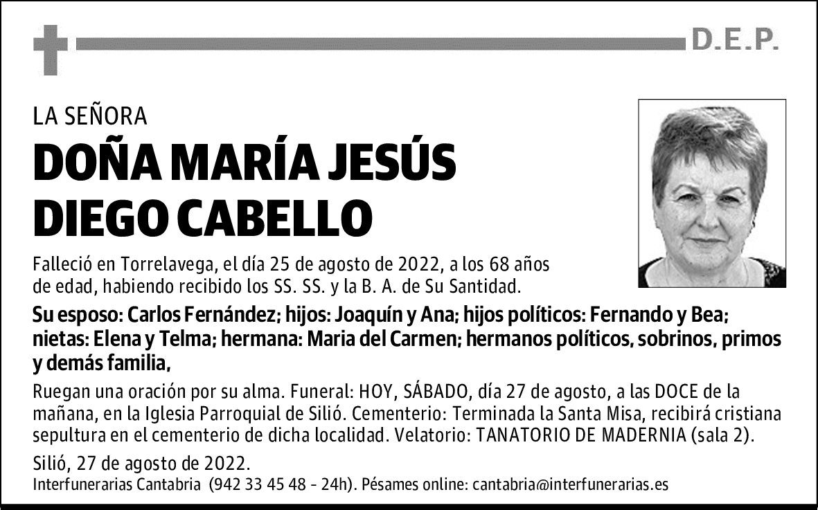 Dª. MARÍA JESÚS DIEGO CABELLO