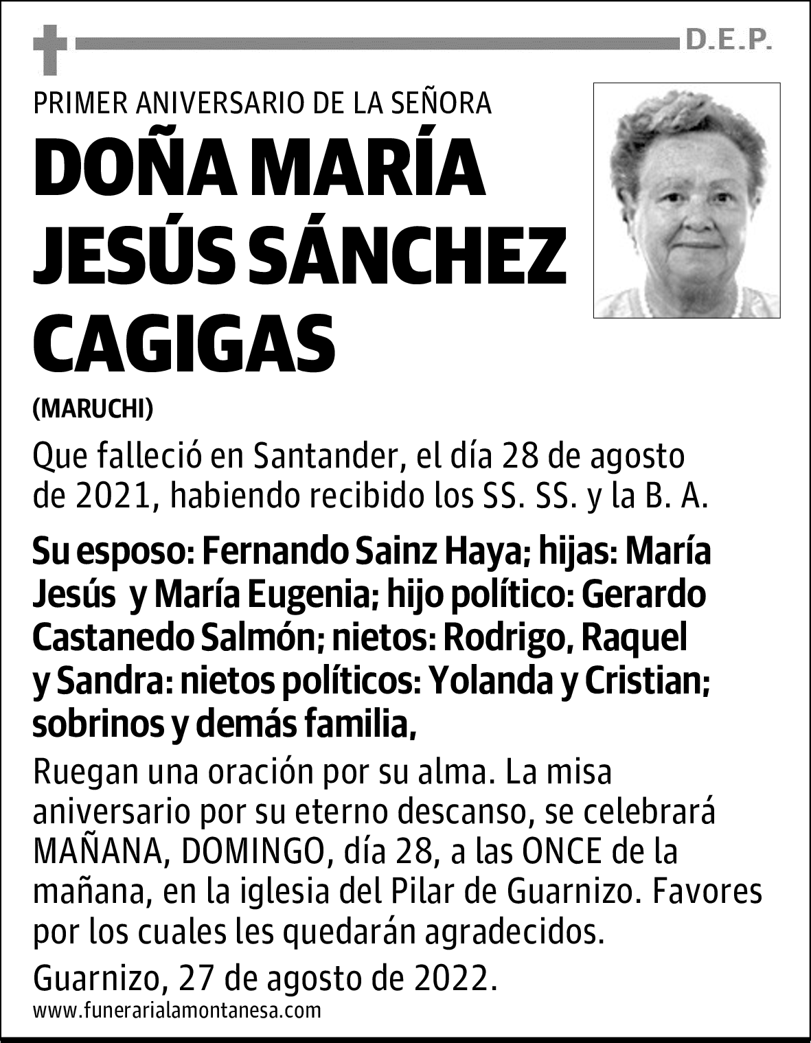 DOÑA MARÍA JESÚS SÁNCHEZ CAGIGAS
