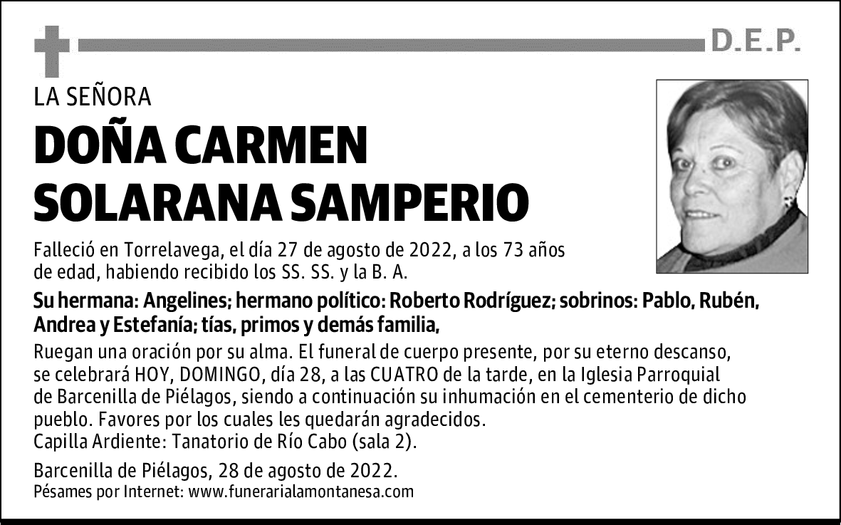 DOÑA CARMEN SOLARANA SAMPERIO