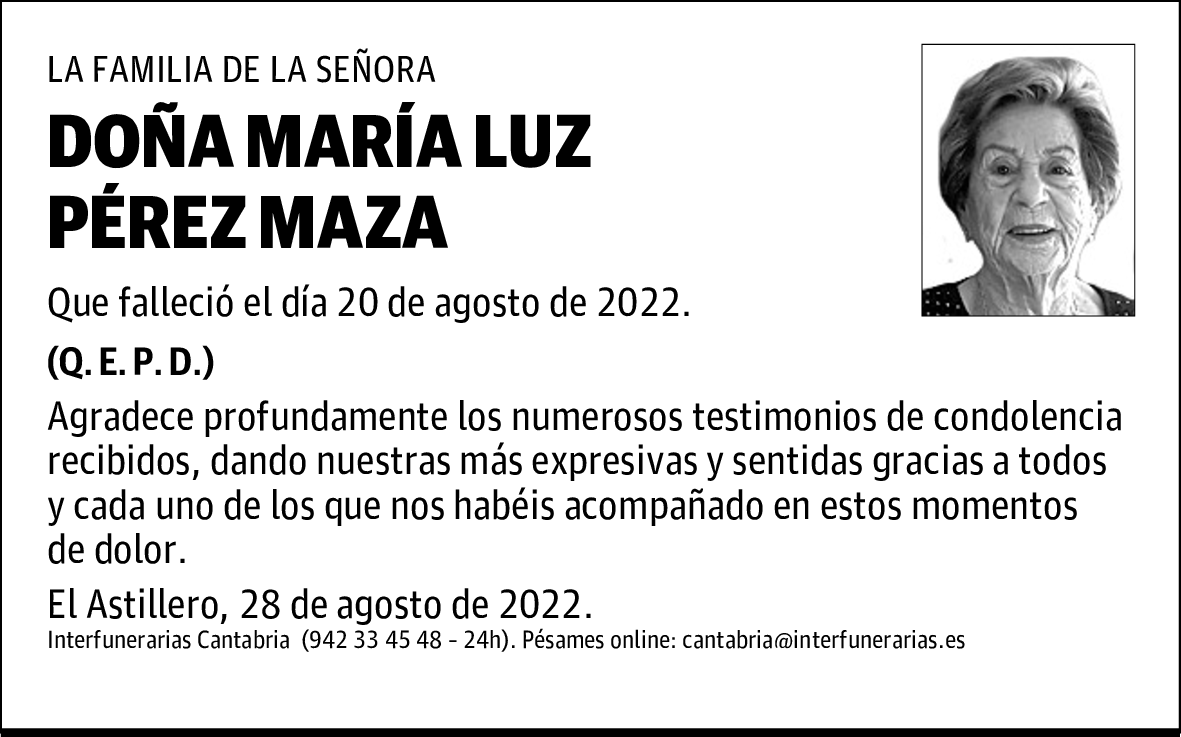 Dª. MARÍA LUZ PÉREZ MAZA