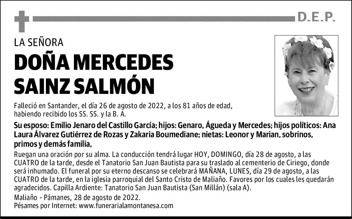 DOÑA MERCEDES SAINZ SALMÓN