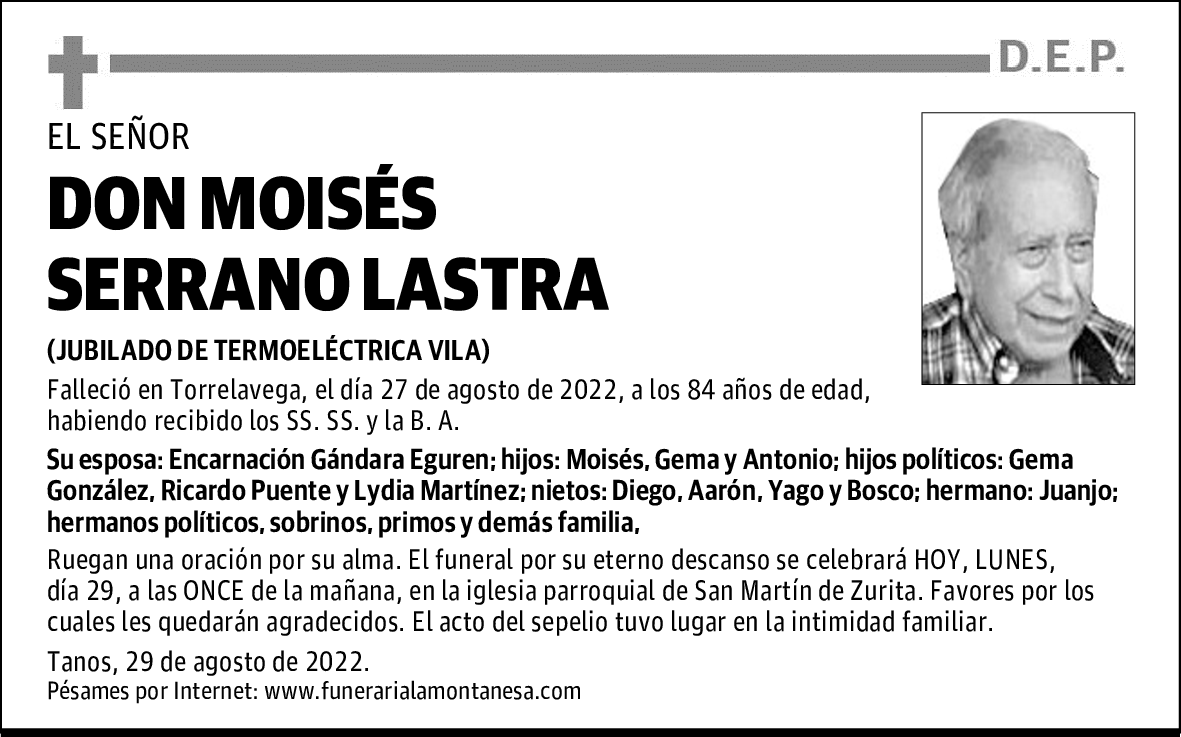 DON MOISÉS SERRANO LASTRA