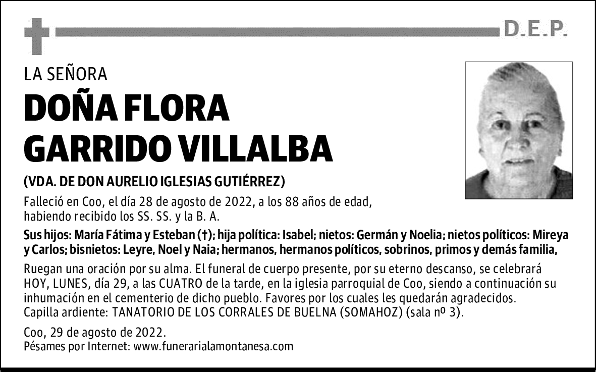 DOÑA FLORA GARRIDO VILLALBA