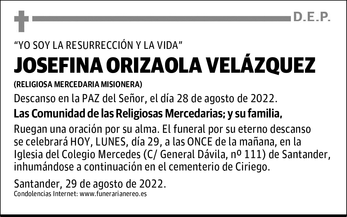 JOSEFINA ORIZAOLA VELÁZQUEZ