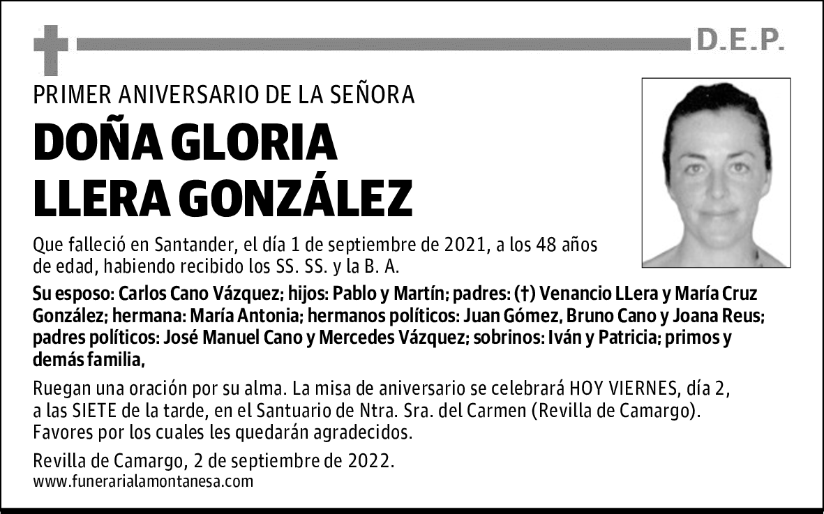 DOÑA GLORIA LLERA GONZÁLEZ