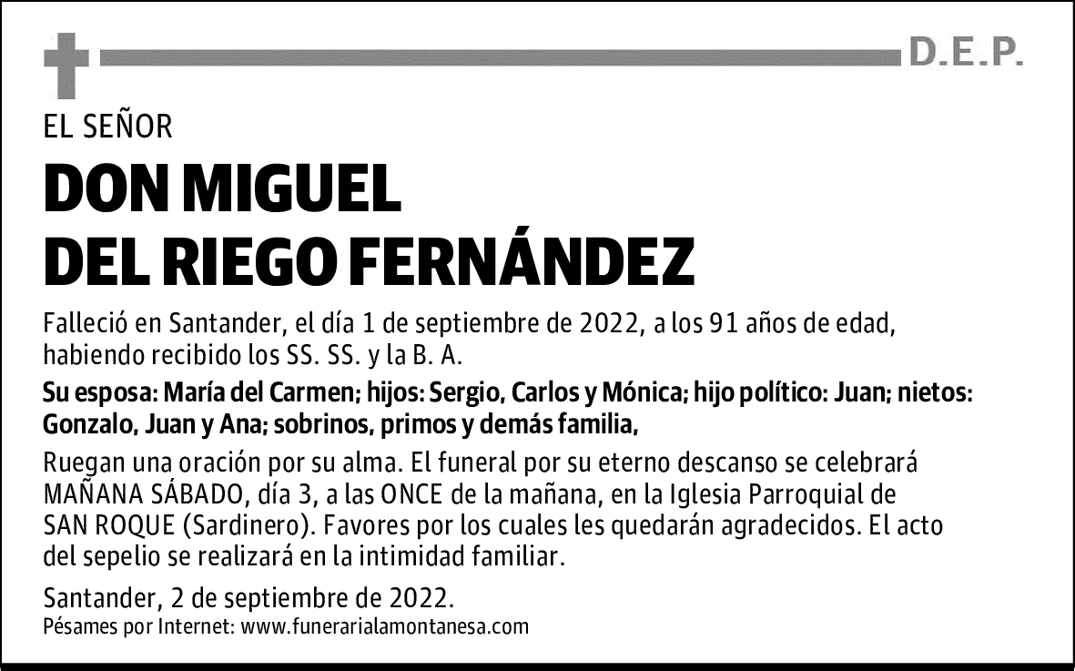 DON MIGUEL DEL RIEGO FERNÁNDEZ