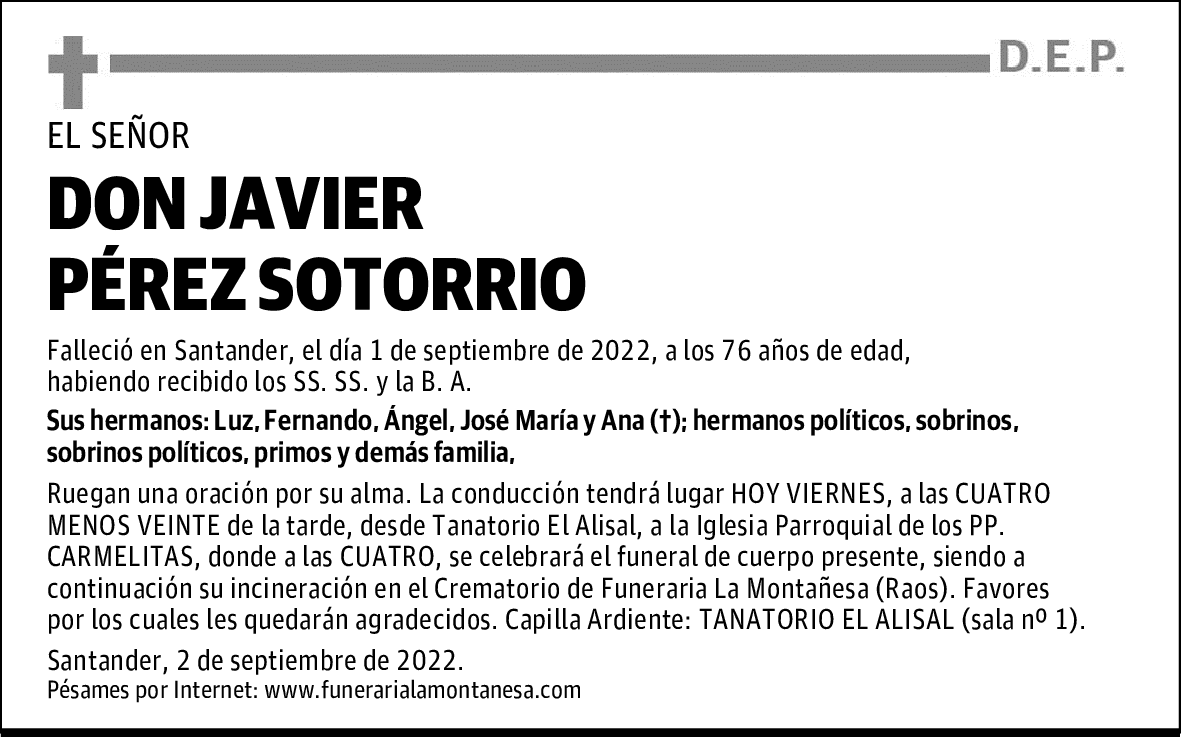 DON JAVIER PÉREZ SOTORRIO