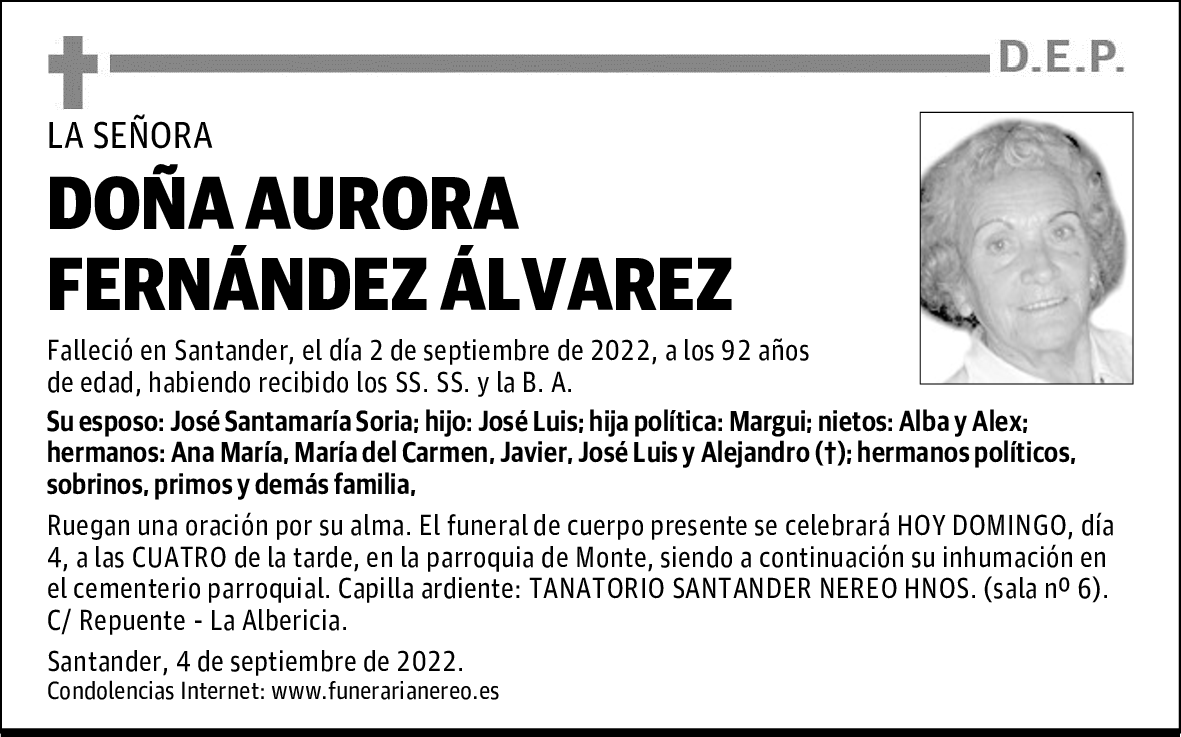 DOÑA AURORA FERNÁNDEZ ÁLVAREZ