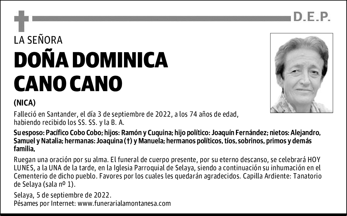DOÑA DOMINICA CANO CANO