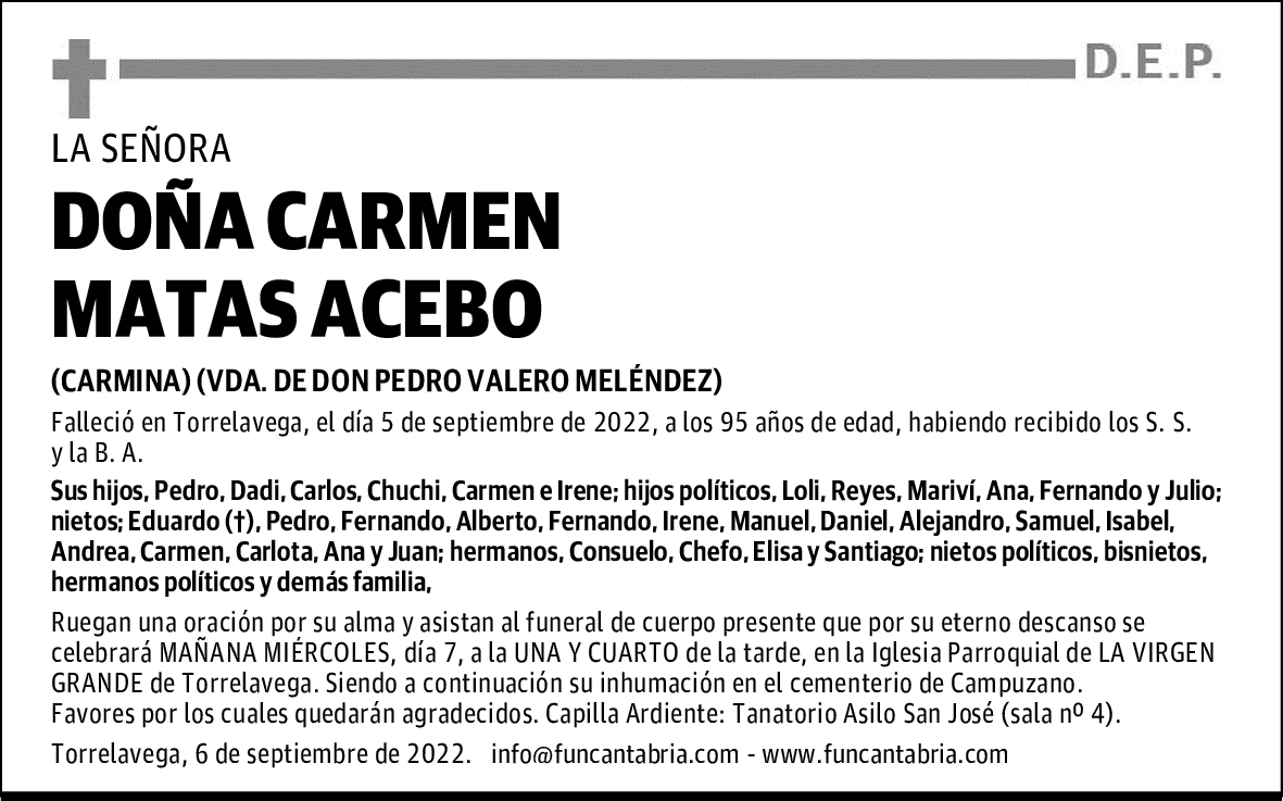 DOÑA CARMEN MATAS ACEBO