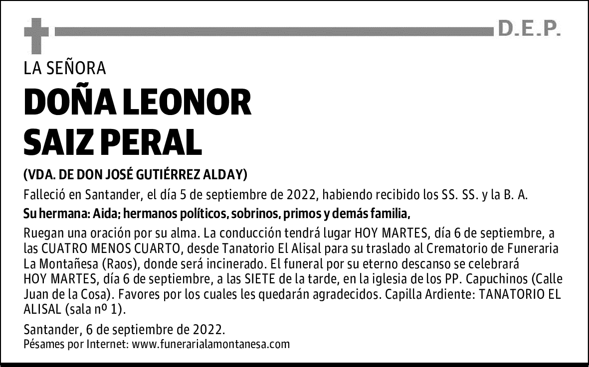 DOÑA LEONOR SAIZ PERAL