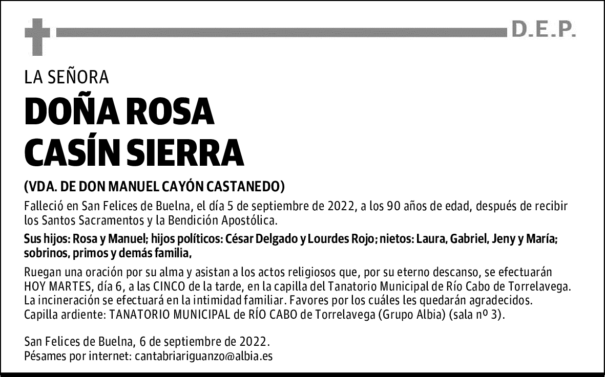 DOÑA ROSA CASÍN SIERRA