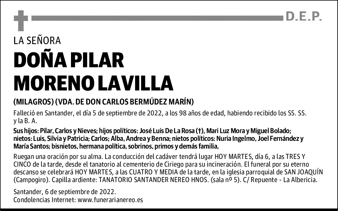 DOÑA PILAR MORENO LAVILLA