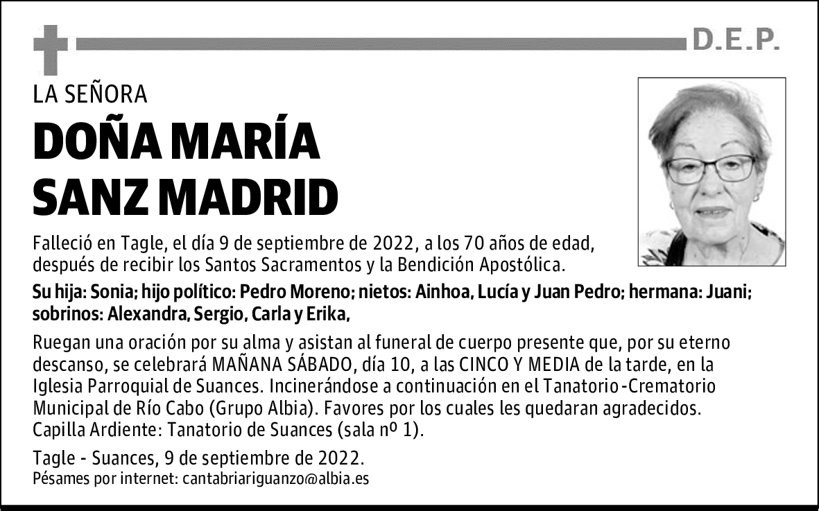 DOÑA MARÍA SANZ MADRID