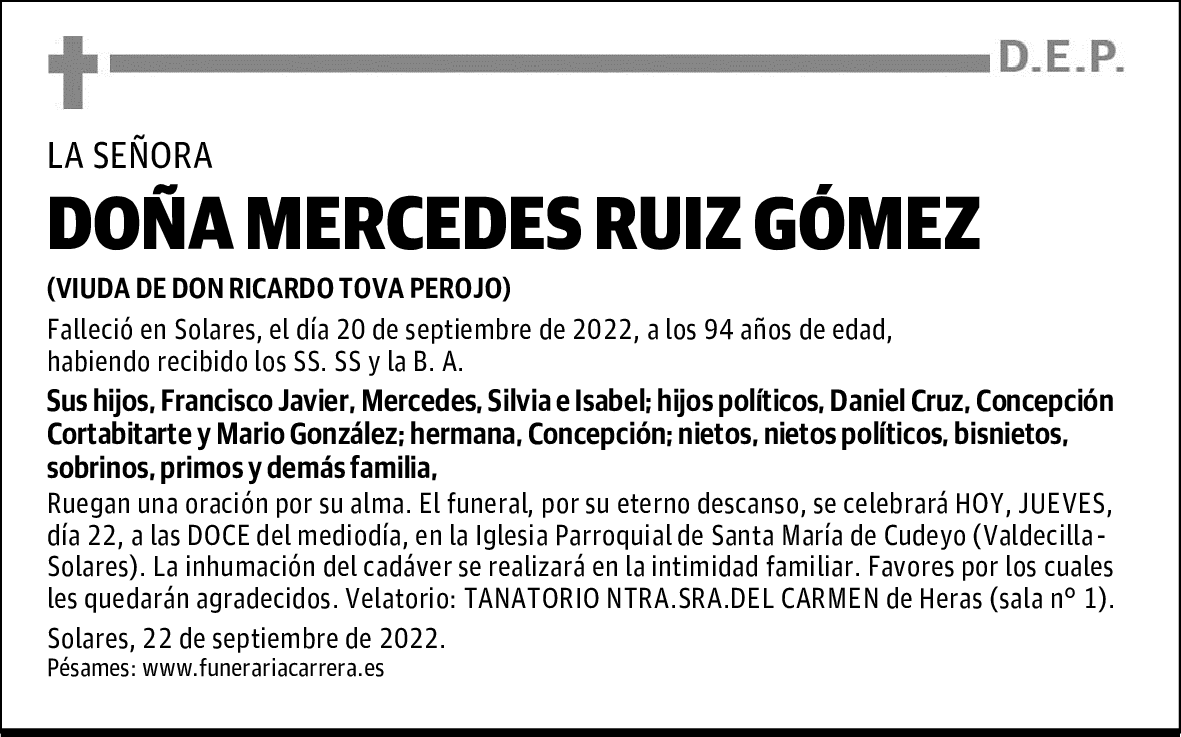 DOÑA MERCEDES RUIZ GÓMEZ