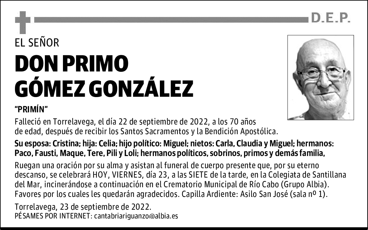 DON PRIMO GÓMEZ GONZÁLEZ
