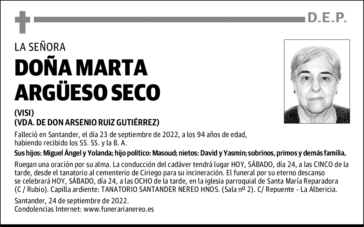 DOÑA MARTA ARGÜESO SECO