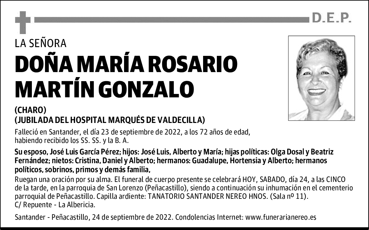 DOÑA MARÍA ROSARIO MARTÍN GONZALO