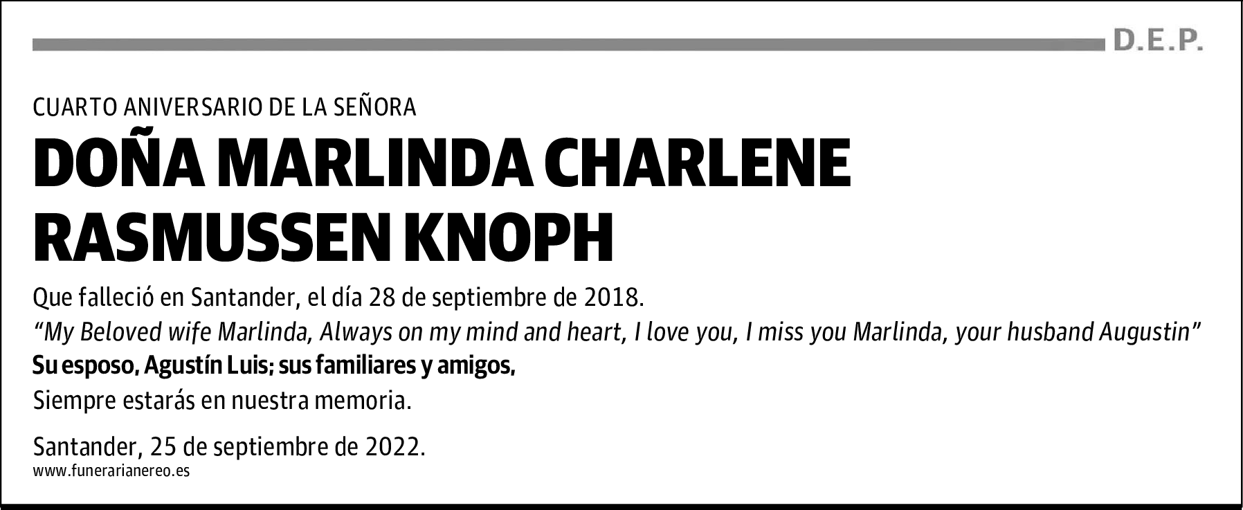 DOÑA MARLINDA CHARLENE RASMUSSEN KNOPH